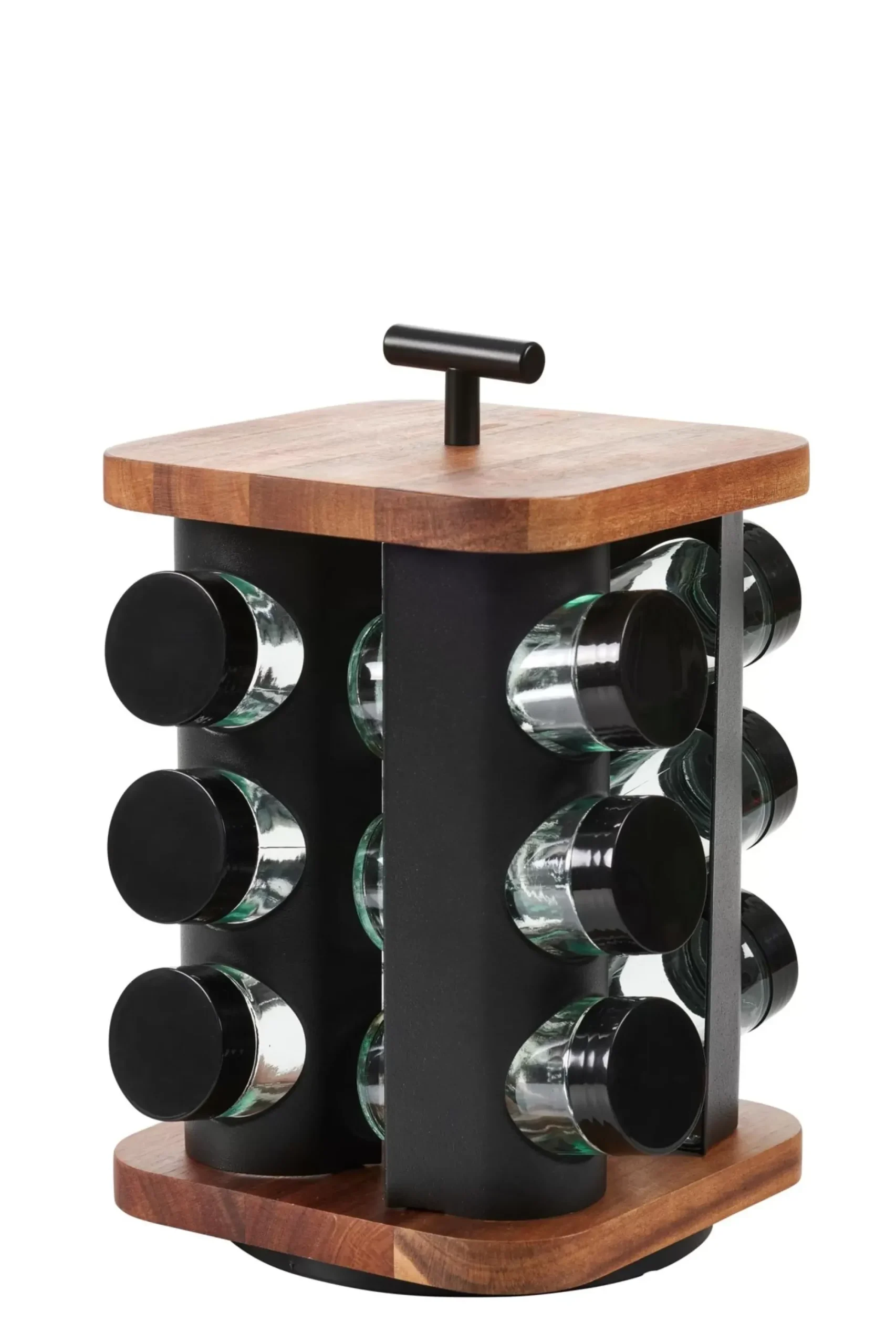 CASA Acacia Lux Carrusel De Hierbas 12 Botes Rotacion De 360° Negro, Natural Cheap