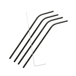 CASA Bartender Juego De 4 Pajitas Con Escobilla Gris Oscuro Shop