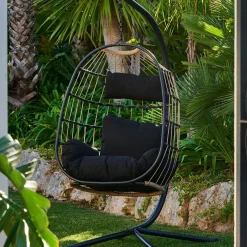 CASA Bazai Silla Colgante Con Soporte Negro Outlet