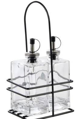 CASA Bistro Aceitera Y Vinagrera En Soporte Negro, Transparente Online