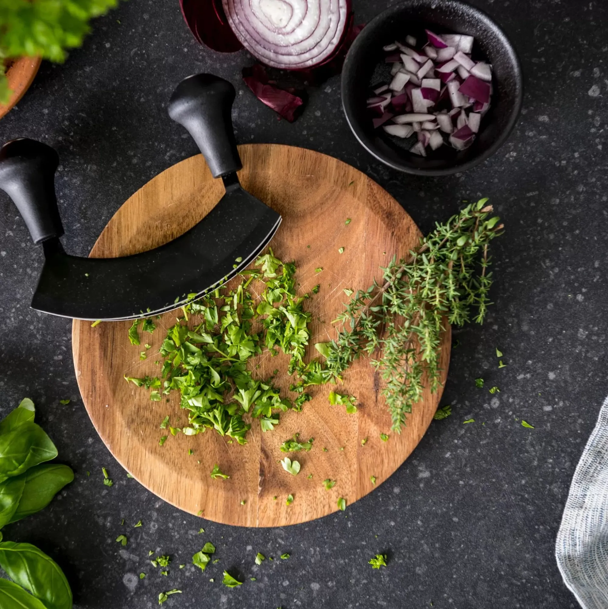 CASA Black Herbo Set Picador Para Hierbas Negro, Natural Store