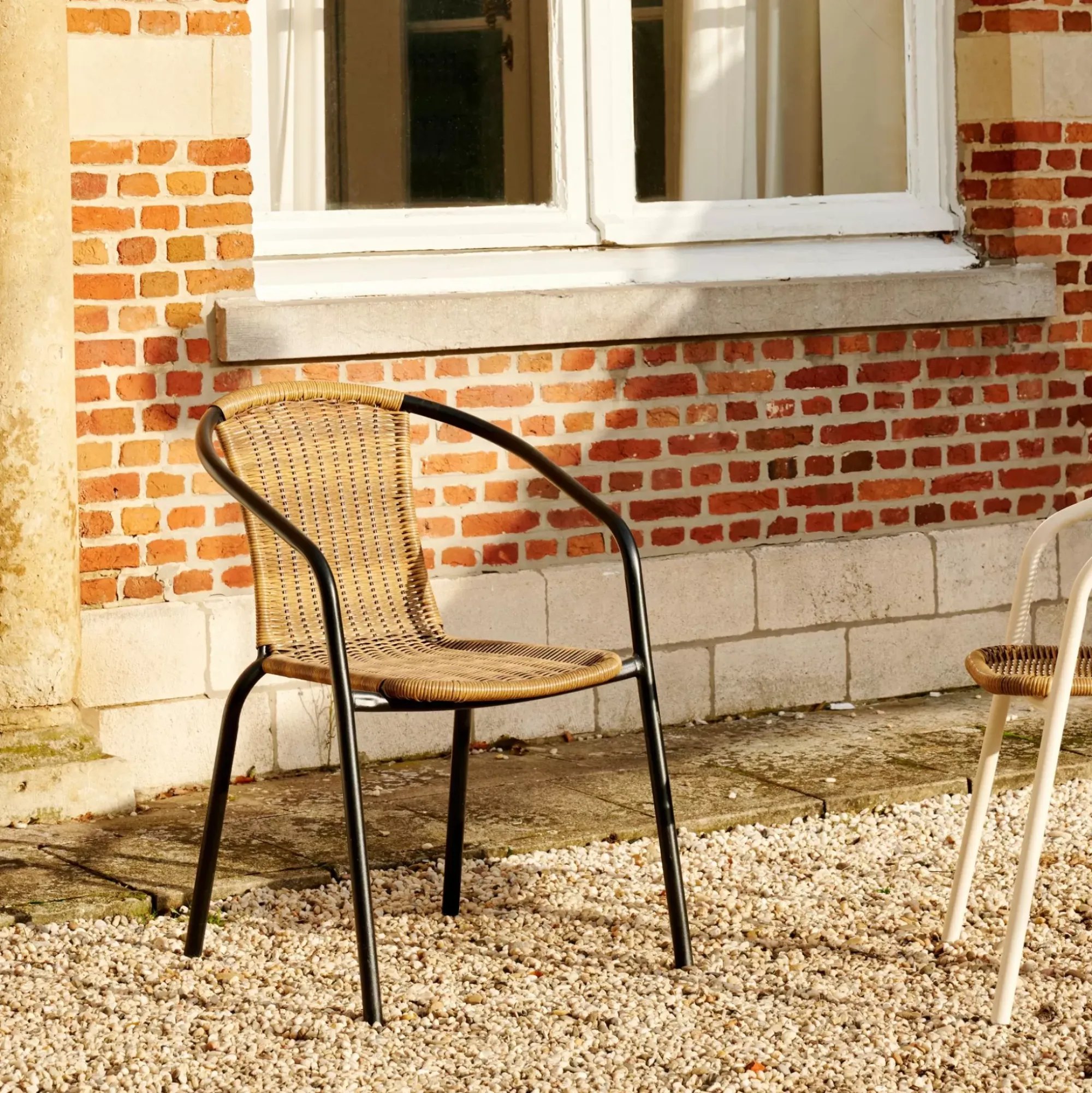 CASA Gerona Silla Apilable Negro, Natural Online