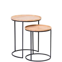 CASA Gom Mesas Auxiliares Juego De 2 Negro, Natural Sale