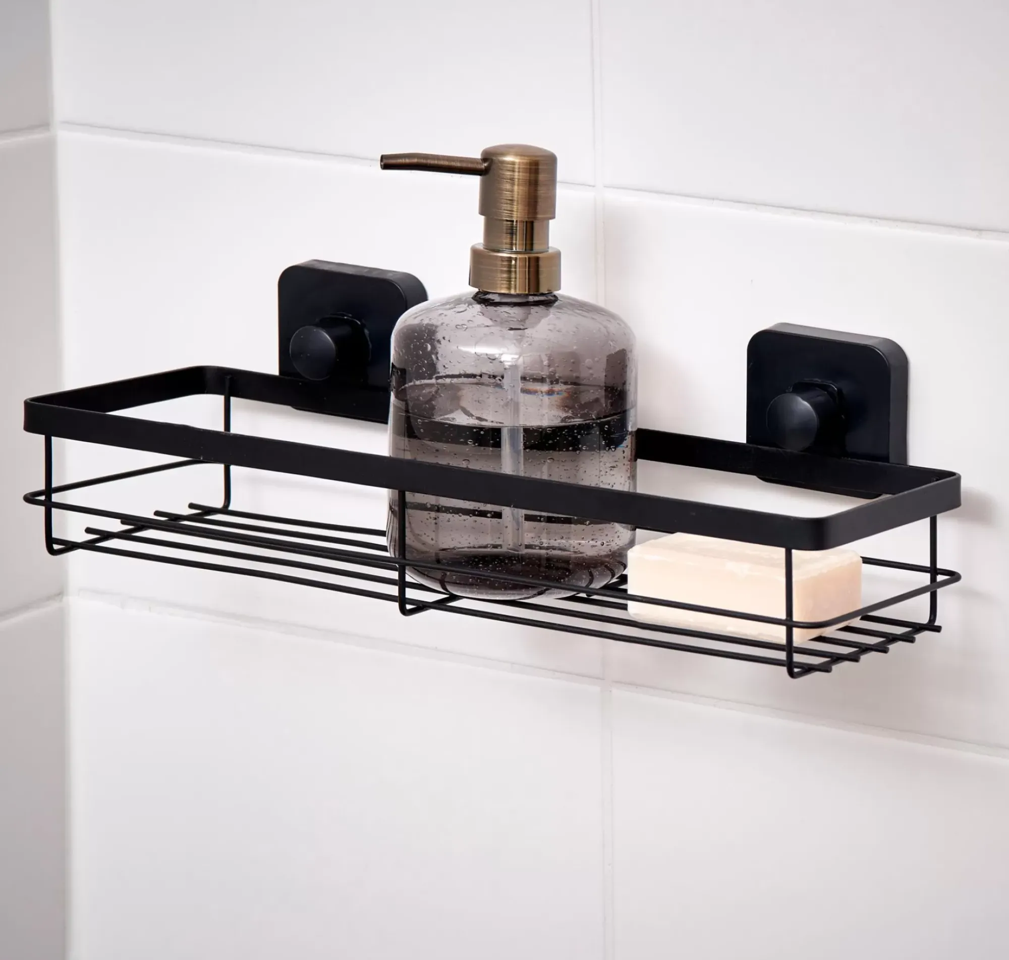 CASA Industria Cesta De Ducha Con Ventosas Negro Flash Sale