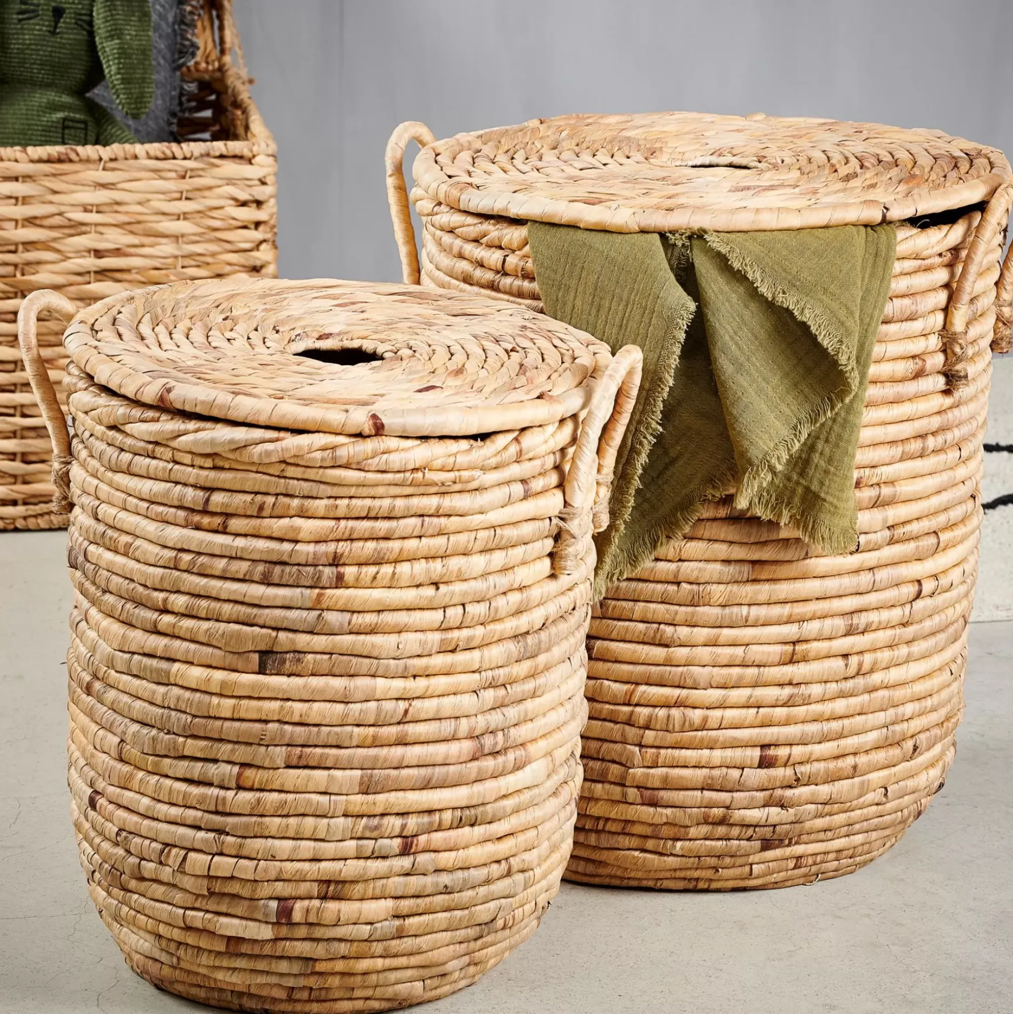 CASA Miley Cesta Para Colada Con Tapa Y Asas Natural Flash Sale