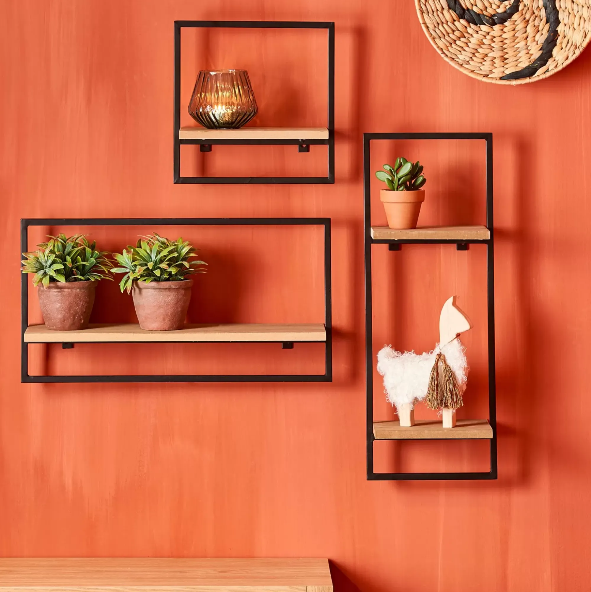 CASA Mix&Match Estanteria De Pared Negro, Natural New