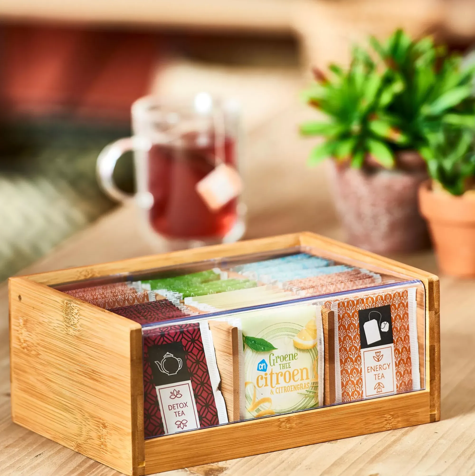 CASA Panda Caja Para Te 6 Compart. Transparente, Natural Flash Sale