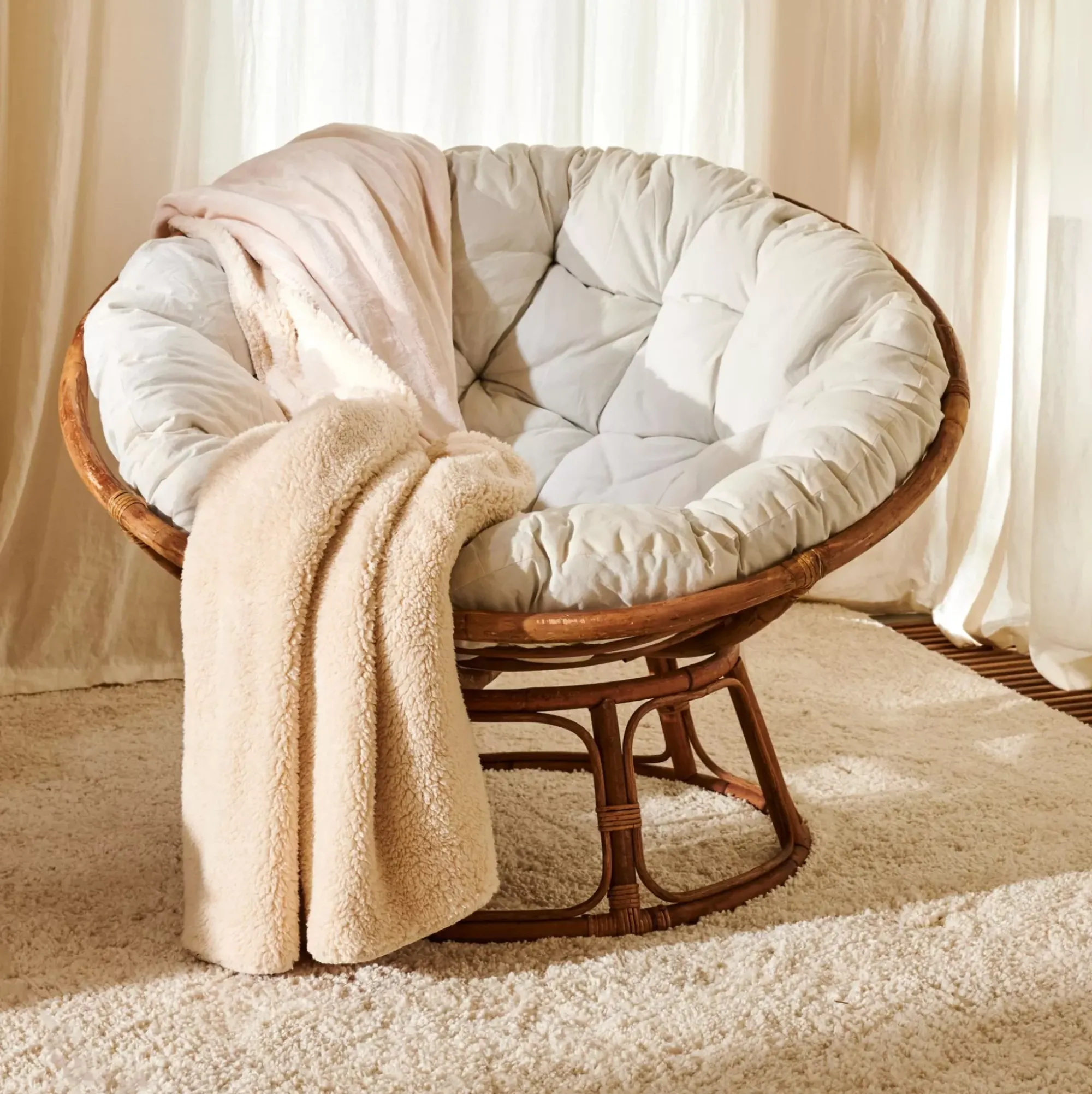 CASA Papasan Silla Natural, Blanco Apagado Sale