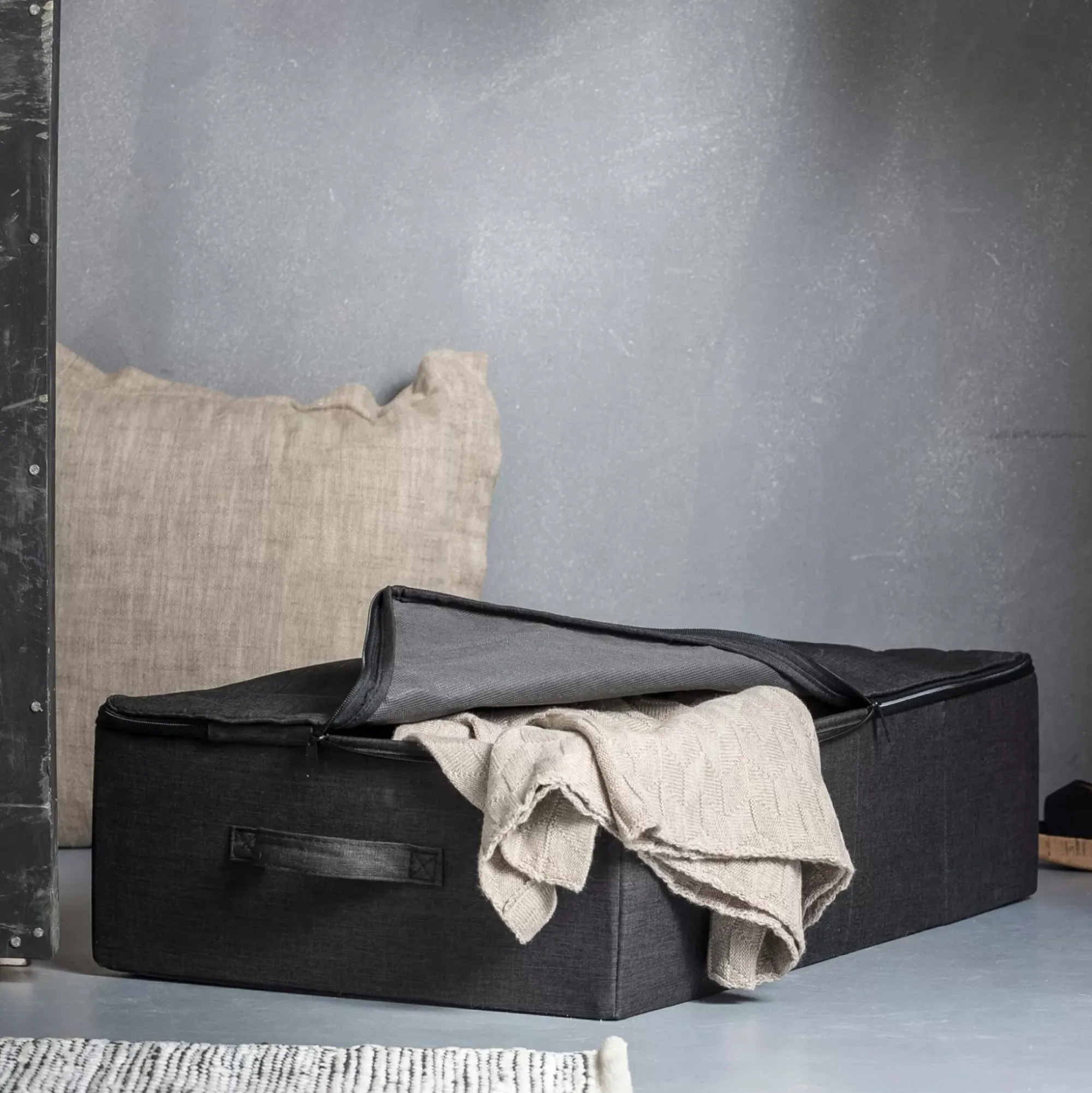 CASA Rango Caja De Almacenaje Con Cierre De Cremallera Gris Oscuro Shop