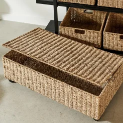 CASA Seagrass Caja De Almacenaje Con Ruedas Natural Best