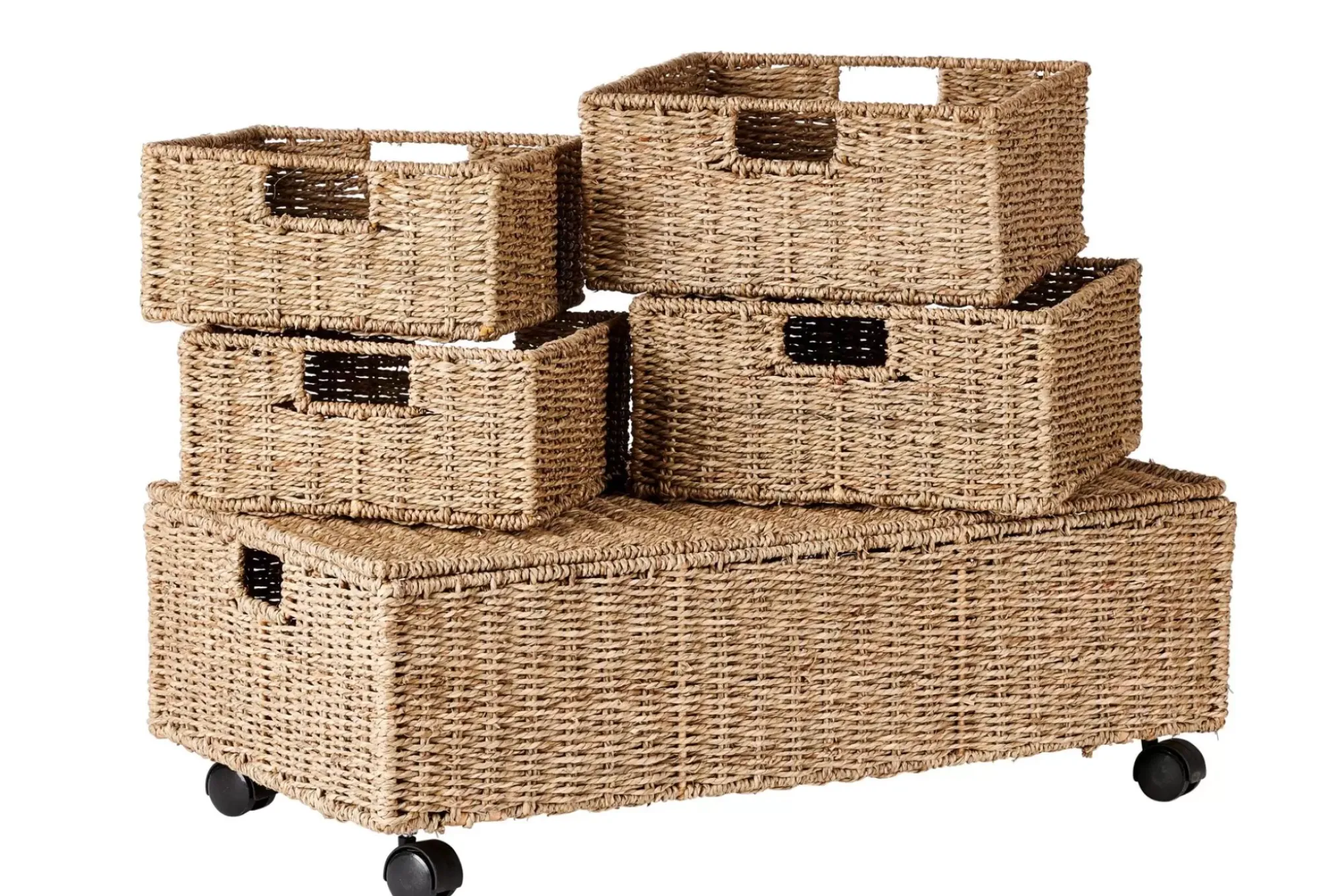 CASA Seagrass Caja De Almacenaje Con Ruedas Natural Best