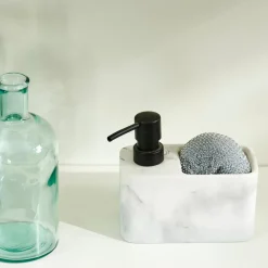 CASA Shadow Dispensador De Jabon Con Esponja Negro, Blanco New