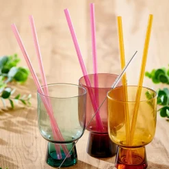 CASA Slurp Pajitas Reutiliz Juego De 6 Mezcla De 3 Colores Naranja, Morado, Rosa Store