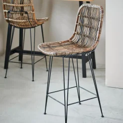 CASA Sumatra Silla De Bar Negro, Natural Fashion