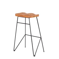 CASA Teak Taburete Bar Negro, Natural Online