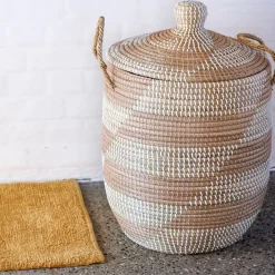 CASA Yasmine Cesta De Lujo Con Tapa Blanco, Natural Store