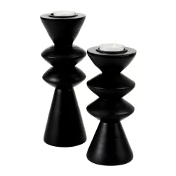 CASA Zigzag Soporte Para Vela Pequena Negro Best